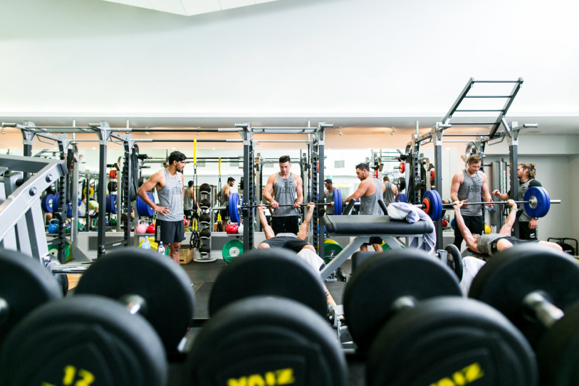 Male Athletes training in the High Performance Gym